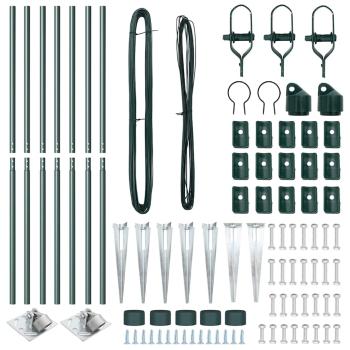 Zaunpfosten Set 14 Teile Grün Metall