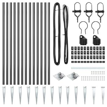 Zaunpfahlset Set von 13 Grau Metall