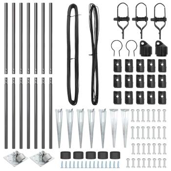 Zaunpfosten Set 14 Teile Grau Metall