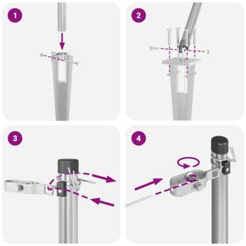 Zaunpfosten Set 7 Teile Silber Stahl