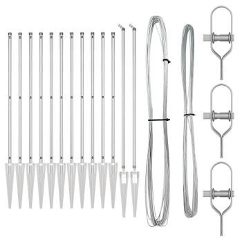 Zaunpfosten Set mit Spitze Set von 26 Silber Verzinkter Stahl