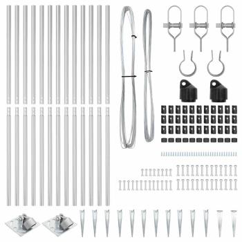 Zaunpfosten Set mit Spitze Set von 26 Silber Verzinkter Stahl