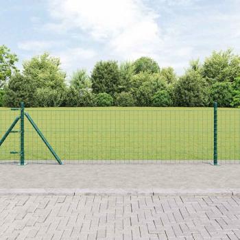 ARDEBO.de - Zaunpfosten Set 13 Teile Grün Metall, Beton 3,2 x 3,2 x 50 cm