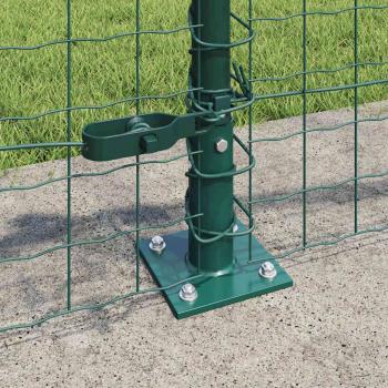 Zaunpfosten Set 13 Teile Grün Metall, Beton 3,2 x 3,2 x 50 cm
