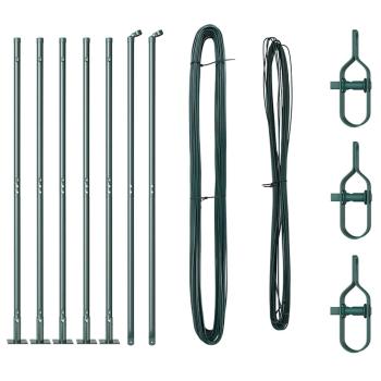 Zaunpfosten Set mit Grundplatten Set aus 14 Grün Metall