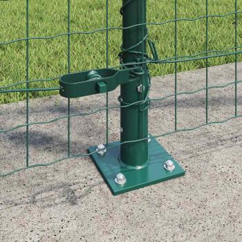 Zaunpfosten Set mit Grundplatten Set aus 14 Grün Metall