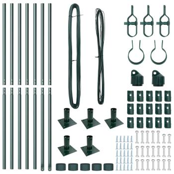 Zaunpfosten Set mit Grundplatten Set aus 14 Grün Metall