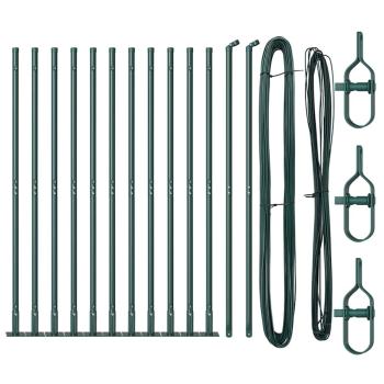Zaunpfosten Set mit Bodenplatten Set von 26 Grün Metall