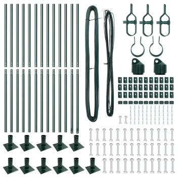 Zaunpfosten Set mit Bodenplatten Set von 26 Grün Metall