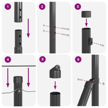 Zaunpfosten Set 26-teilig Grau Beton 3,2 x 3,2 x 88,5 cm