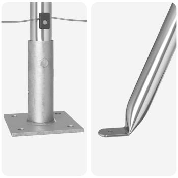 Zaunpfähle Set 7 Stück Silber Stahl 3,2 x 3,2 x 110 cm