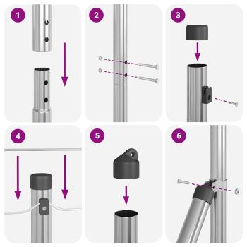 Zaunpfosten mit Basisplatten Set Set von 14 Silber Verzinkter Stahl