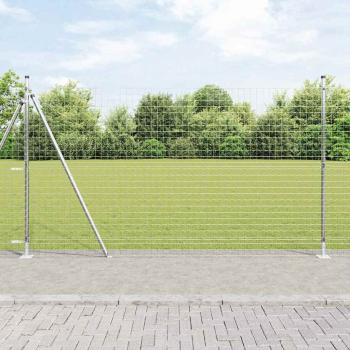 ARDEBO.de - Zaunpfosten mit Basisplatten 7 Stück Ø32mm 88,5cm Galvanisierter Stahl