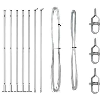 Zaunpfosten mit Basisplatten 7 Stück Ø32mm 88,5cm Galvanisierter Stahl