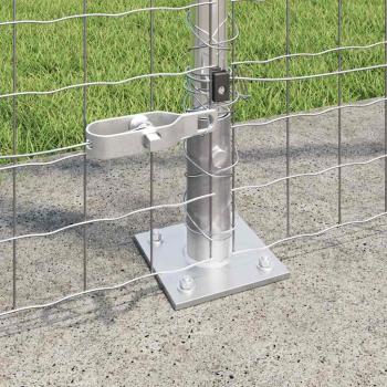 Zaunpfosten mit Basisplatten 7 Stück Ø32mm 88,5cm Galvanisierter Stahl