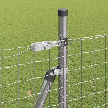 Zaunpfosten mit Basisplatten 7 Stück Ø32mm 88,5cm Galvanisierter Stahl