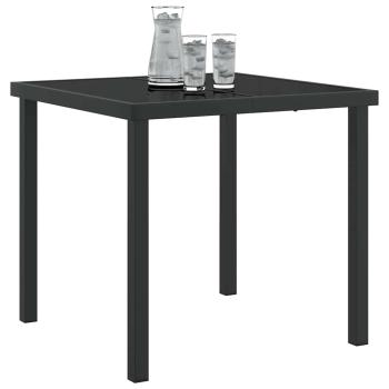 Garten Tisch Schwarz 80x80x73 cm Gehärtetes Glas