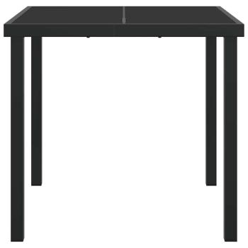 Garten Tisch Schwarz 80x80x73 cm Gehärtetes Glas