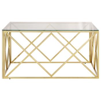 Couchtisch Golden Edelstahl und Hartglas