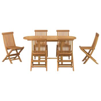 7-teiliges Garten Essset Massivholz Teak