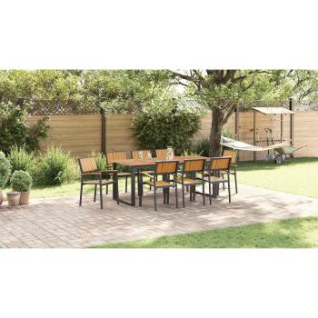 Stapelbare Gartenstühle 8 Stück Schwarz Stahl und Massivholz-Akazie