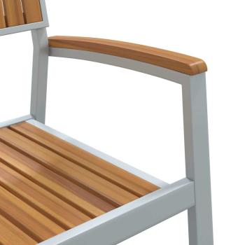 Stapelbare Gartenstühle 6 Teile Grau Stahl und Massivholz Akazie