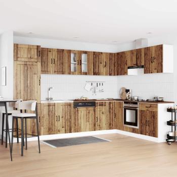 ARDEBO.de - Küchenschrank 'Lucca' mit Doppelspülen - Alte Holzoptik, Holzwerkstoff