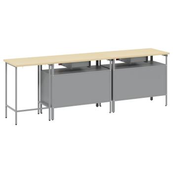 Werkbank-Set 3 pcs Schwarz und Grau Pulverbeschichteter Stahl