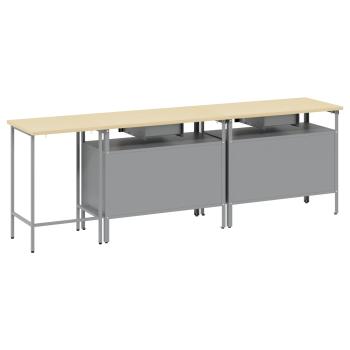 Werkbank-Set 3 pcs Schwarz und Grau Pulverbeschichteter Stahl