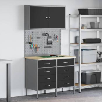 ARDEBO.de - Werkbank Set 4er Set Schwarz Stahl Groß Verstellbare Füße