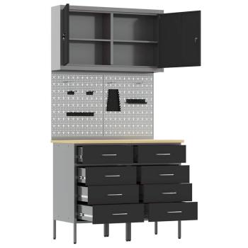 Werkbank Set 4er Set Schwarz Stahl Groß Verstellbare Füße