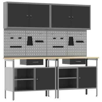 8-teiliges Werkbankset aus schwarzem Stahl