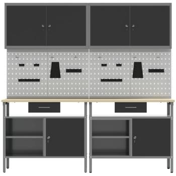 8-teiliges Werkbankset aus schwarzem Stahl