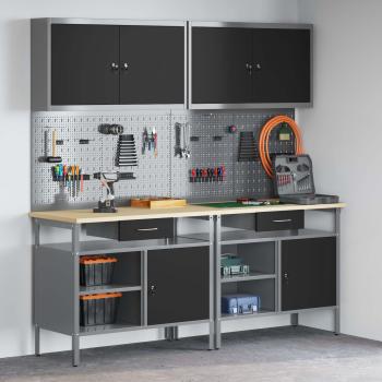 8-teiliges Werkbankset aus schwarzem Stahl