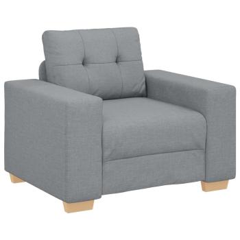 3-teiliges Sofa Set mit Kissen Hellgrau Stoff