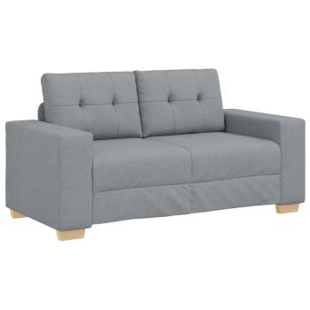 3-teiliges Sofa Set mit Kissen Hellgrau Stoff