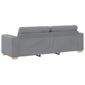 3-teiliges Sofa Set mit Kissen Hellgrau Stoff