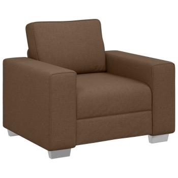 3-teiliges Sofa Set mit Kissen in braunem Stoff