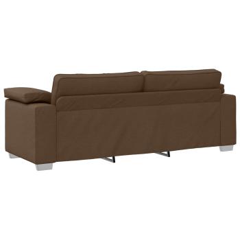 3-teiliges Sofa Set mit Kissen in braunem Stoff