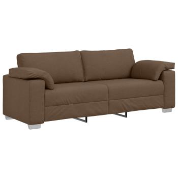 3-teiliges Sofa Set mit Kissen in braunem Stoff