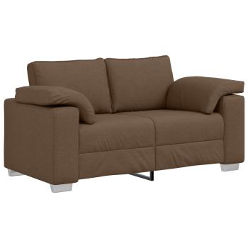 3-teiliges Sofa Set mit Kissen in braunem Stoff