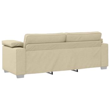 2-teiliges Sofa Set mit Kissen in cremefarbener Stoff