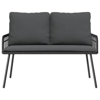 2-teiliges Garten-Esszimmer-Set mit Kissen Schwarz Poly-Rattan