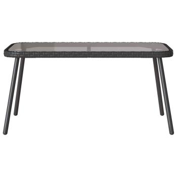 2-teiliges Garten-Esszimmer-Set mit Kissen Schwarz Poly-Rattan