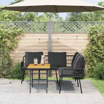 ARDEBO.de - 2-teiliges Garten Sofa Set mit Kissen Schwarz Poly Rattan