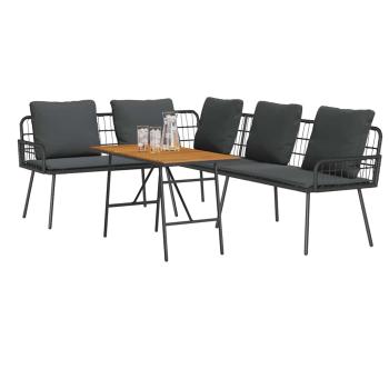 2-teiliges Garten Sofa Set mit Kissen Schwarz Poly Rattan