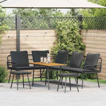 ARDEBO.de - 4-teiliges Garten-Sofa Set mit Kissen Schwarz Poly Rattan