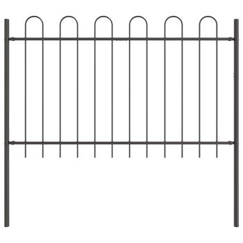 ARDEBO.de - Gartenzaun in Grau mit Bogenform, 3.4 x 0.8 m, aus Stahl