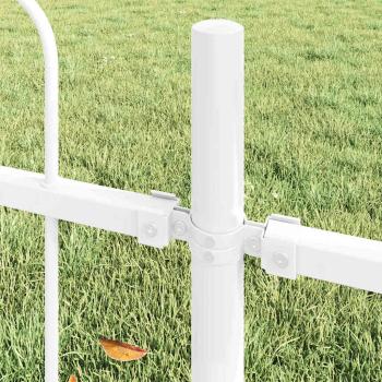 Weißer Gartenzaun mit Hoop-Top, 5.1x1 m, aus Stahl