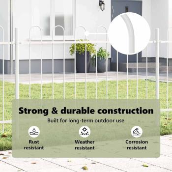 Weißer Gartenzaun mit Hoop-Top, 5.1x1 m, aus Stahl